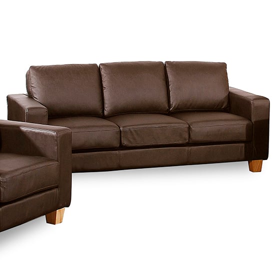 Caridad PU Leather 3 Seater Sofa In Brown
