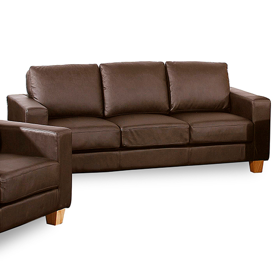 Product photograph of Caridad Pu Leather 3 Seater Sofa In Brown from Furniture in Fashion