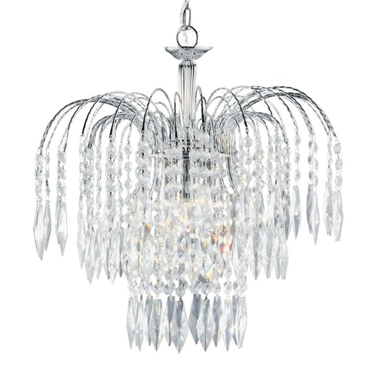 Photo of Waterfall 3 lights crystal pendant light in chrome