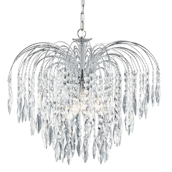 Photo of Waterfall 5 lights crystal pendant light in chrome