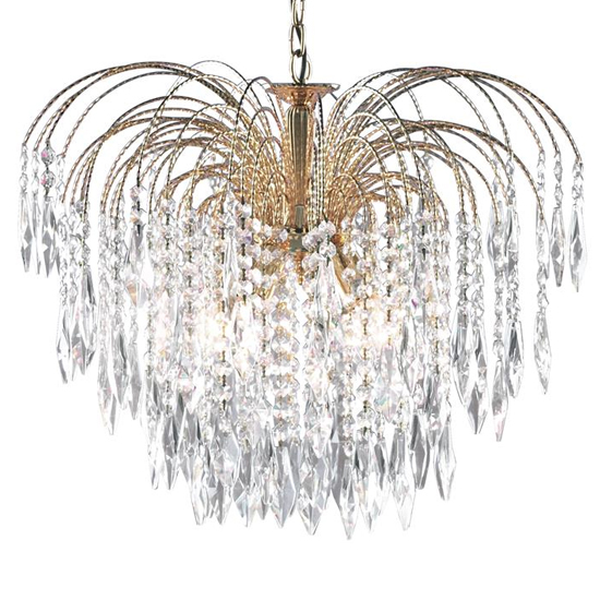 Photo of Waterfall 5 lights crystal pendant light in gold