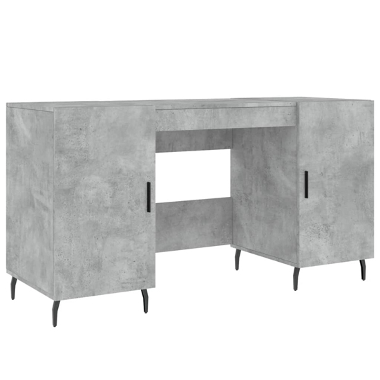 Waterford Wooden Computer Desk With 2 Doors In Concrete Effect