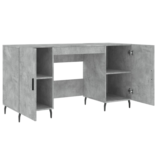 Waterford Wooden Computer Desk With 2 Doors In Concrete Effect