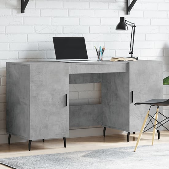 Read more about Waterford wooden computer desk with 2 doors in concrete effect