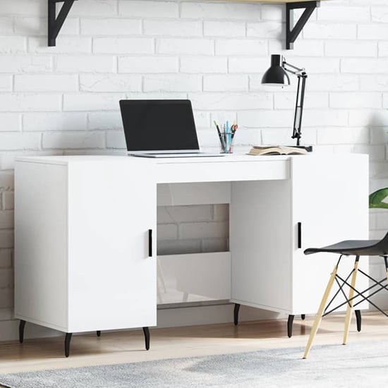 Read more about Waterford high gloss computer desk with 2 doors in white