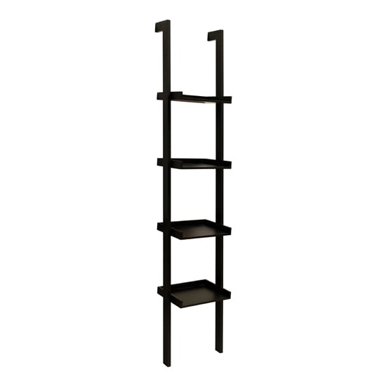 Read more about Waterville wooden ladder style 4 tier bookcase in matt black
