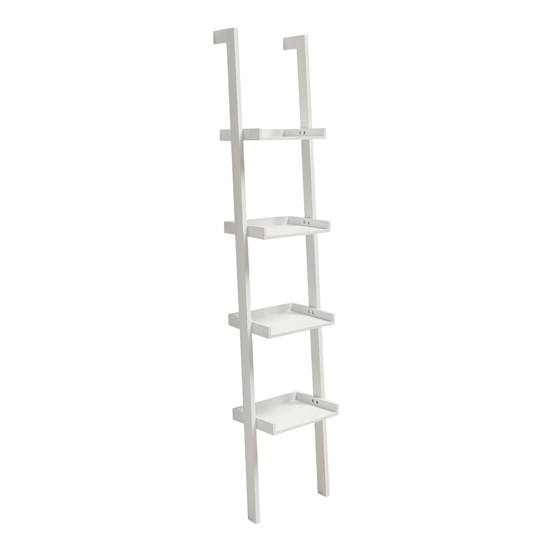 Read more about Waterville wooden ladder style 4 tier bookcase in matt white