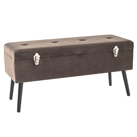Photo of Watford large velvet upholstered storage ottoman in taupe