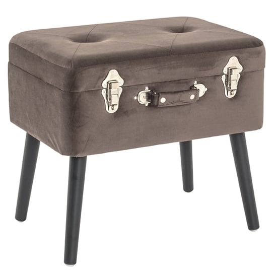 Photo of Watford velvet upholstered storage ottoman in taupe