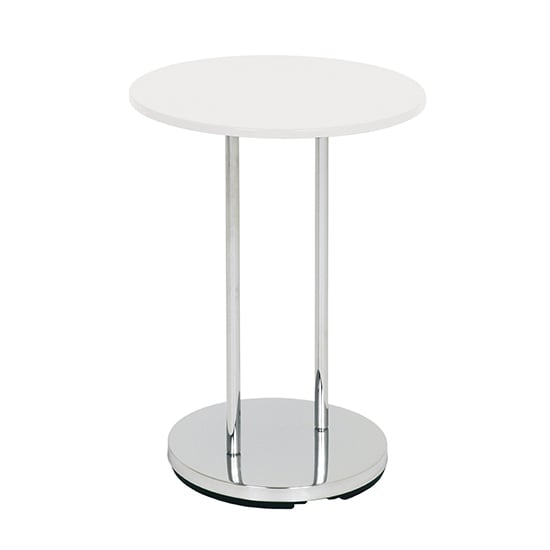 Watkins High Gloss Side Table White With Chrome Metal Base