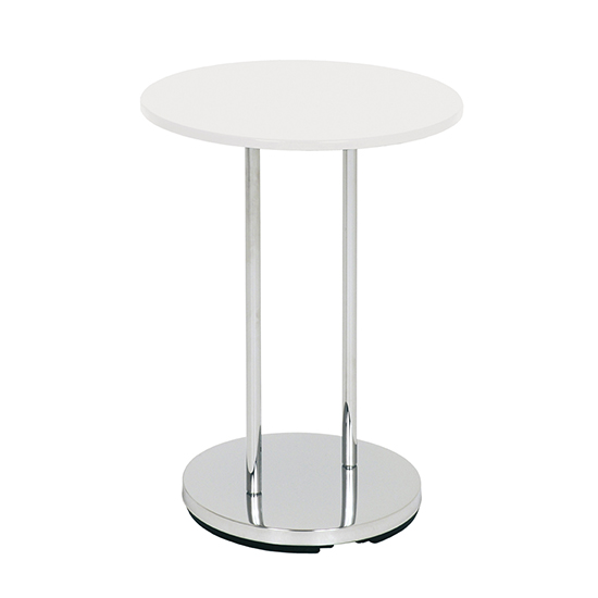 Product photograph of Watkins High Gloss Side Table White With Chrome Metal Base from Furniture in Fashion