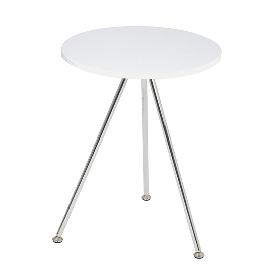 Watkins High Gloss Side Table White With Chrome Metal Legs