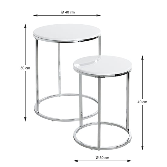 Watkins Round High Gloss Set Of 2 Side Tables In White