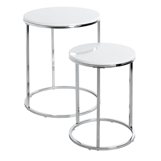 Photo of Watkins round high gloss set of 2 side tables in white