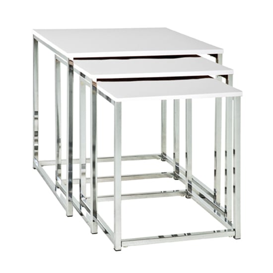 Read more about Watkins square high gloss set of 3 side tables in white