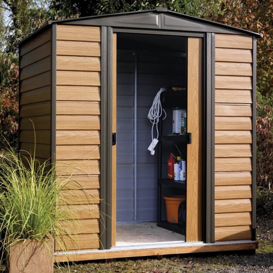 Watten Metal 6x5 Apex Shed With Floor In Wood Grain