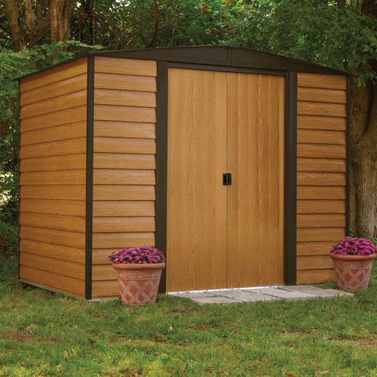 Read more about Watten metal 8x6 apex shed with floor in wood grain