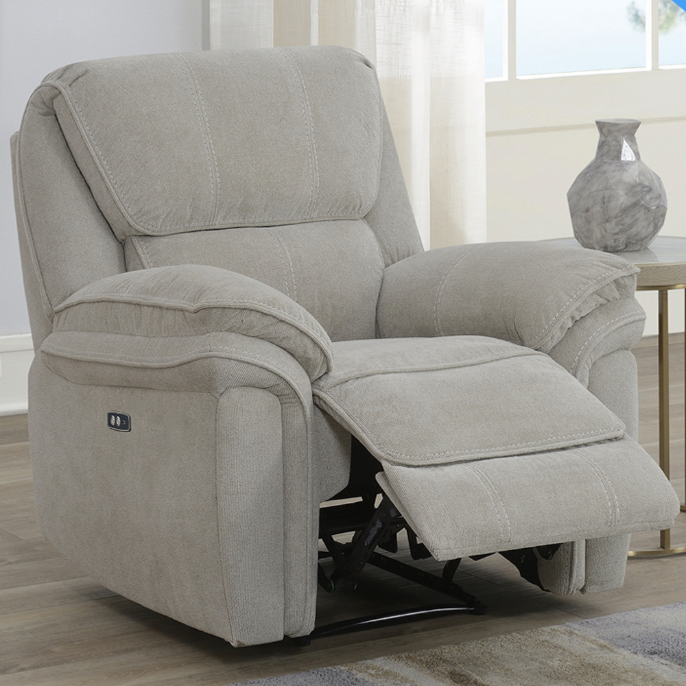 Wauchula Fabric Electric Recliner 3+1+1 Seater Sofa Set - Beige