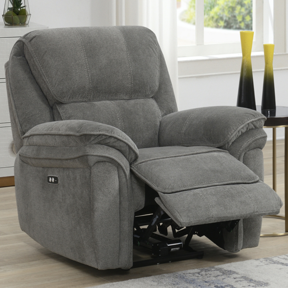 Wauchula Fabric Electric Recliner 3+1+1 Seater Sofa Set - Stone