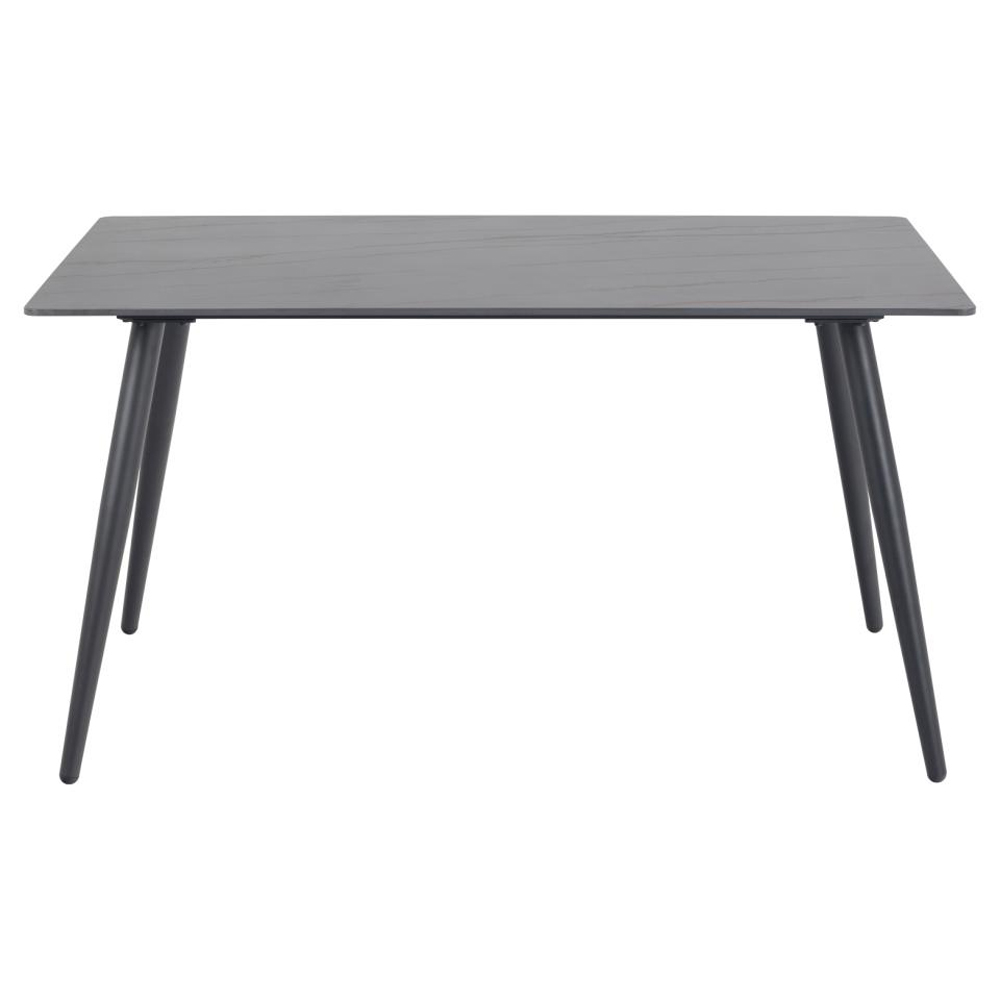 Waukee Ceramic Dining Table With Matt Black Legs In Black Grantham