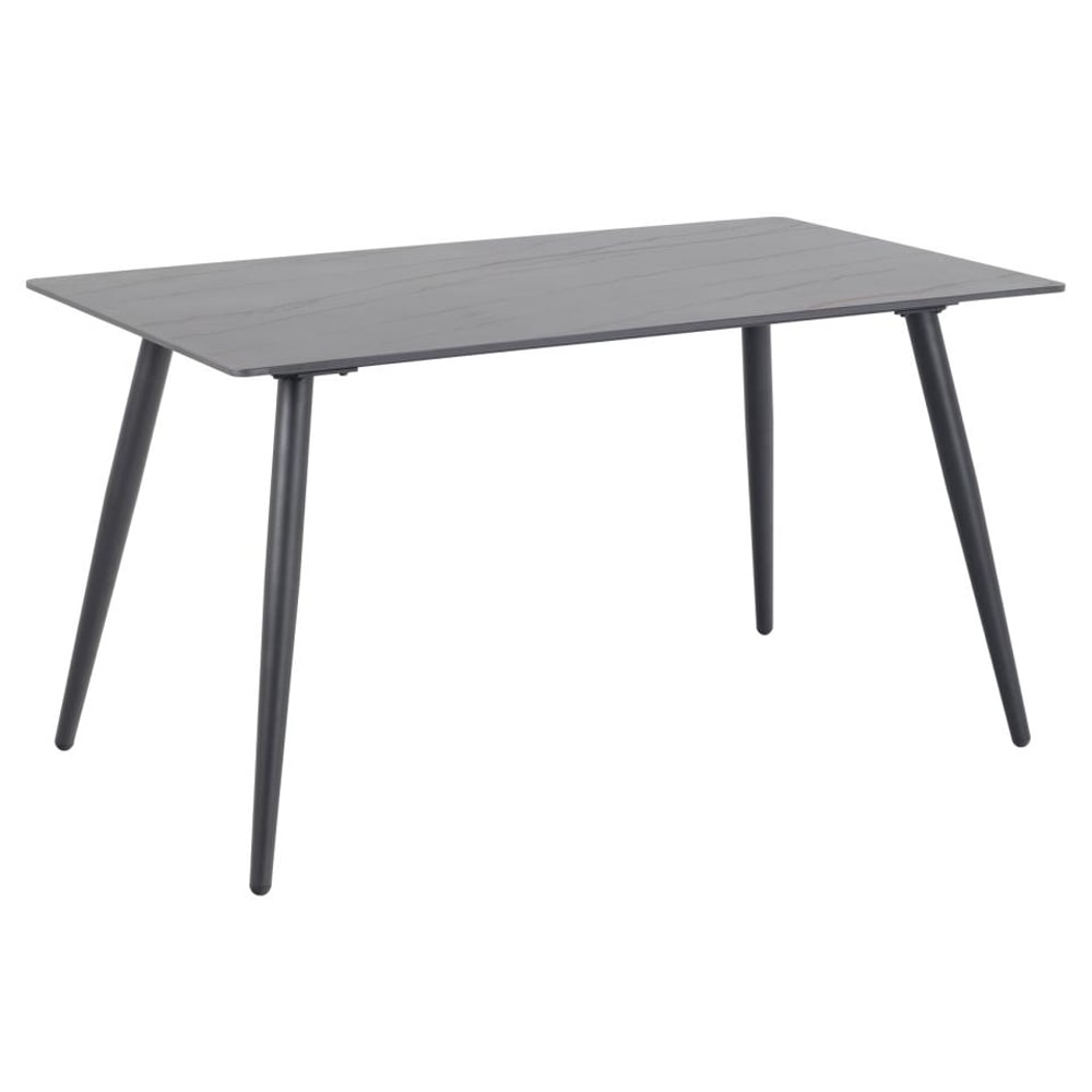 Waukee Ceramic Dining Table With Matt Black Legs In Black Grantham