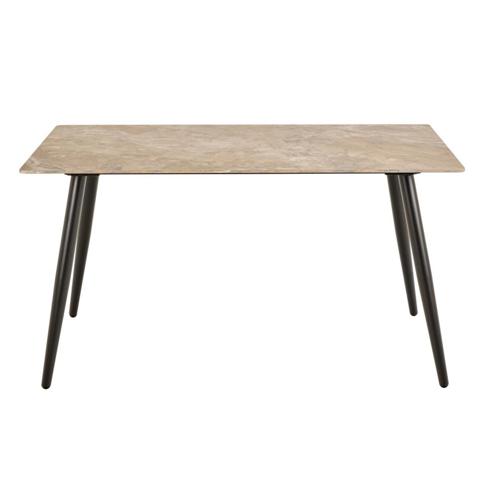 Waukee Ceramic Dining Table With Matt Black Legs In Brown Aberta