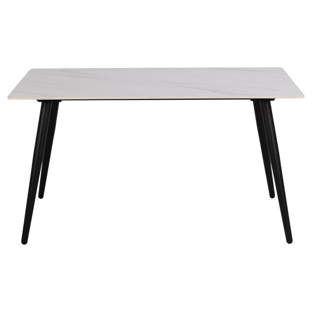 Waukee Ceramic Dining Table With Matt Black Legs In White Unico