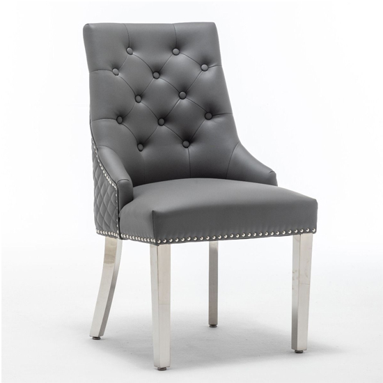 Wausau Faux Leather Dining Chair In Grey FiF