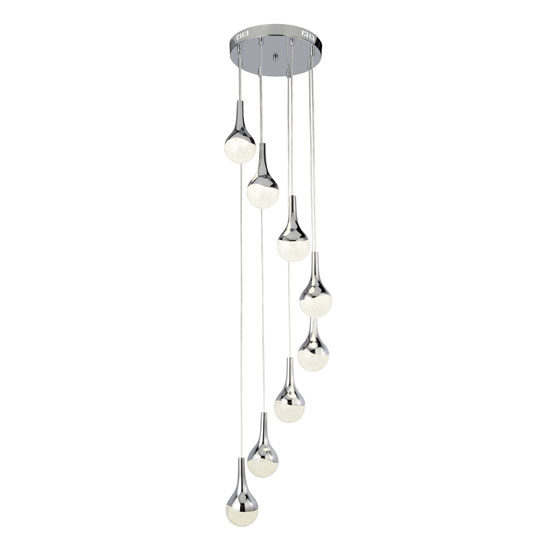 Read more about Wave led 8 multi drop pendant light in chrome and crushed ice