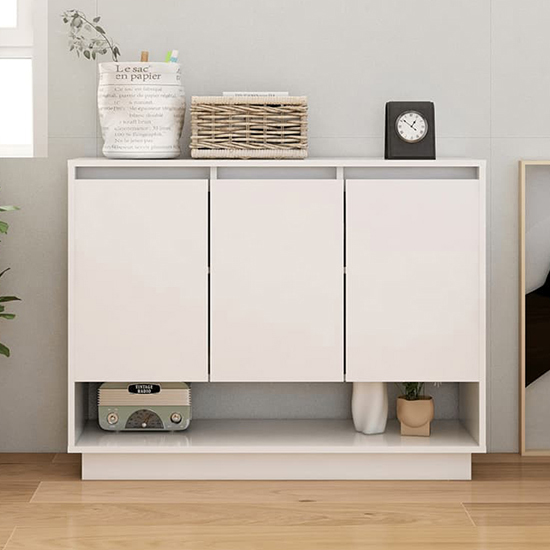 Wavery High Gloss Sideboard With 3 Doors In White_2