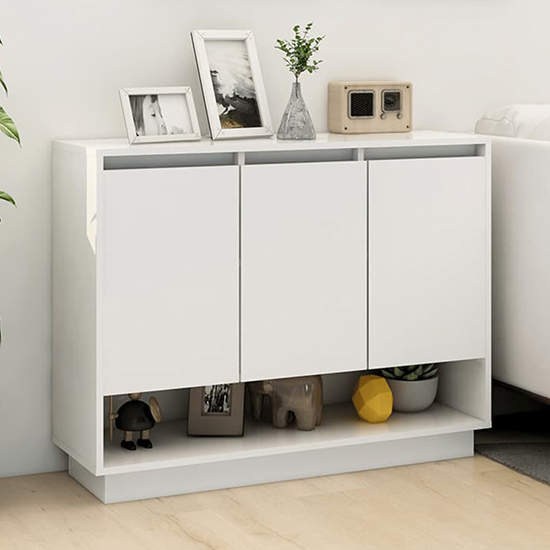 Wavery High Gloss Sideboard With 3 Doors In White