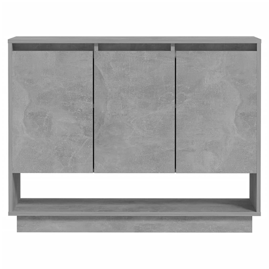 Wavery Wooden Sideboard With 3 Doors In Concrete Effect