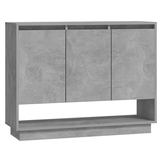 Wavery Wooden Sideboard With 3 Doors In Concrete Effect