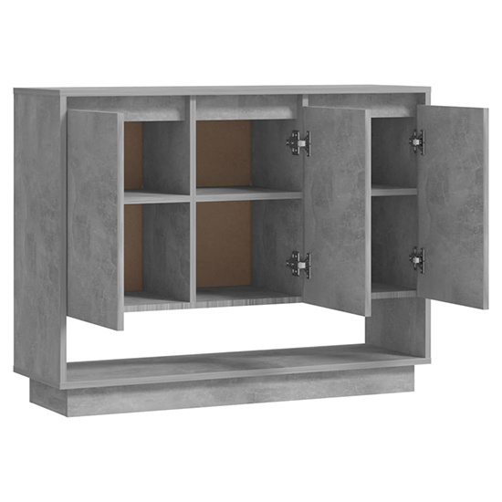 Wavery Wooden Sideboard With 3 Doors In Concrete Effect