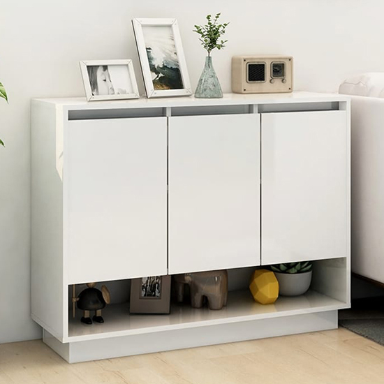 Product photograph of Wavery Wooden Sideboard With 3 Doors In White from Furniture in Fashion
