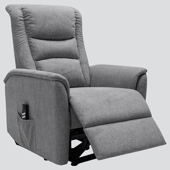 Waves Electric Fabric Lift And Tilt Recliner Armchair In Grey