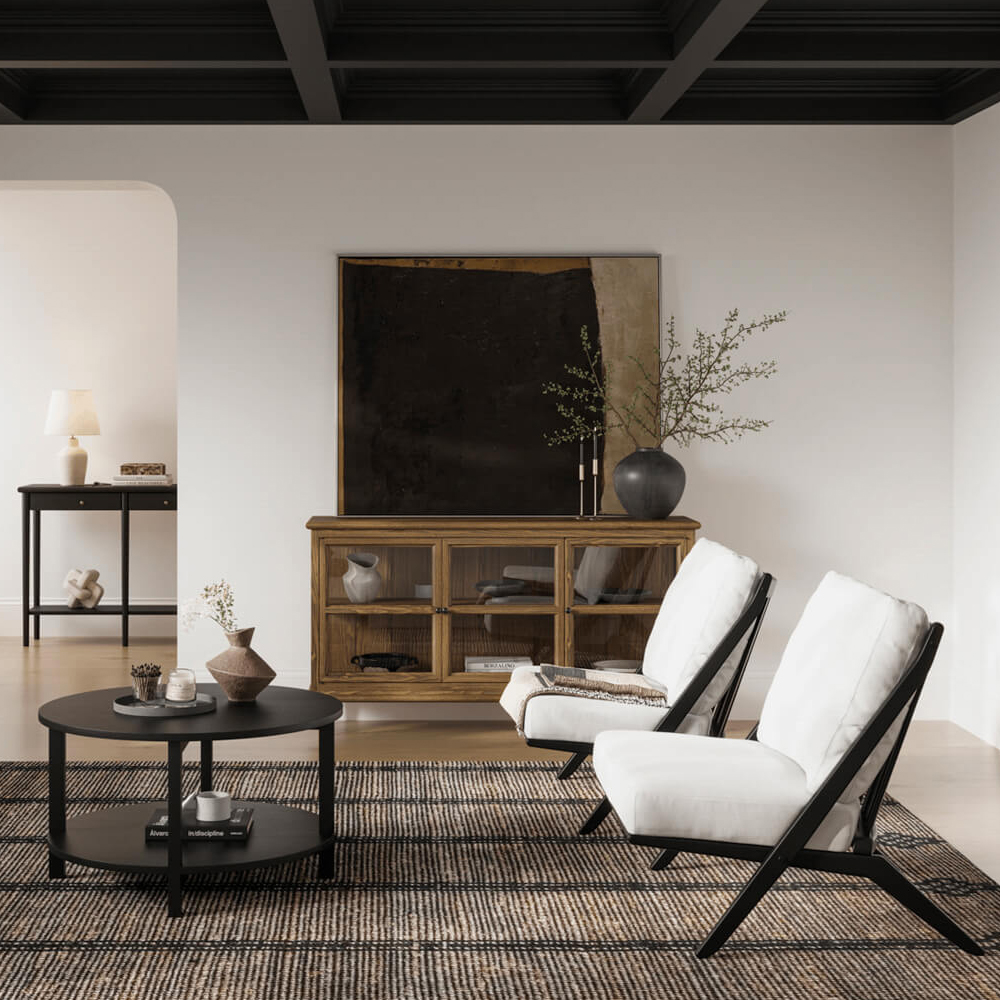 Waycross Wooden Coffee Table With Undershelf In Black