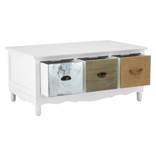 Waymore Wooden Coffee Table With 3 Drawers In White
