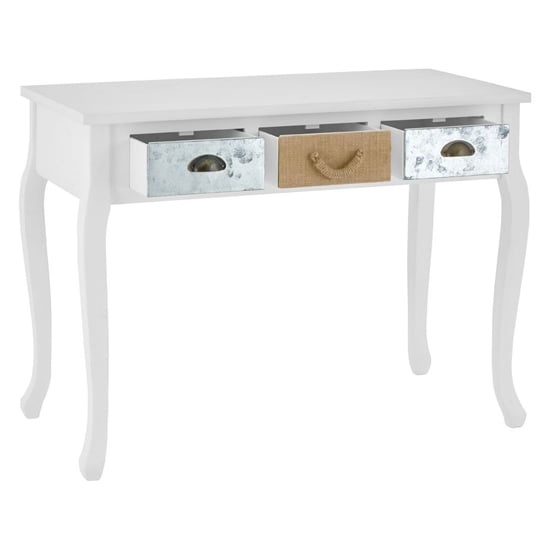 Waymore Wooden Console Table With 3 Drawers In White