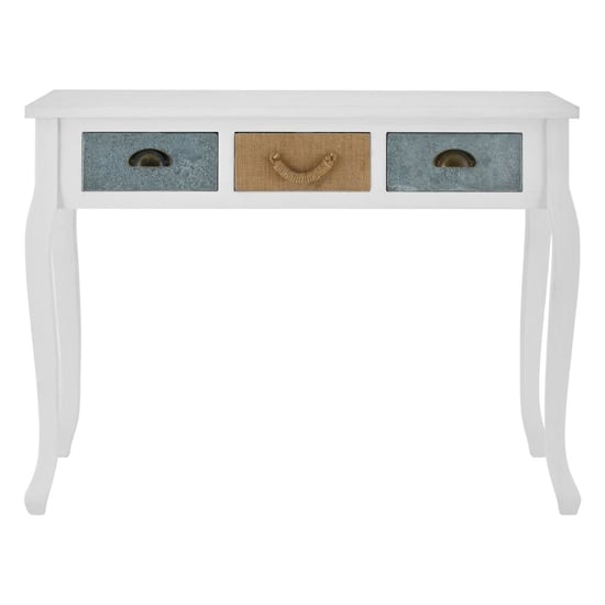 Waymore Wooden Console Table With 3 Drawers In White