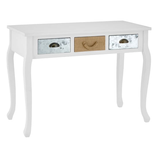 Photo of Waymore wooden console table with 3 drawers in white