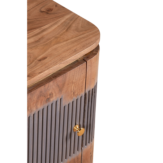 Wayne Acacia Wood Bedside Cabinet 1 Door In Natural And Grey