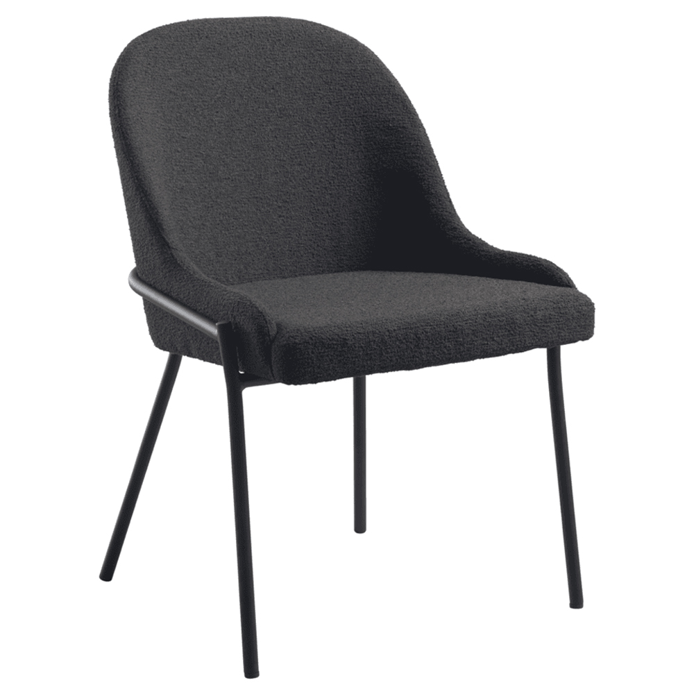 Wayne Dark Grey Fabric Side Dining Chairs In Pair