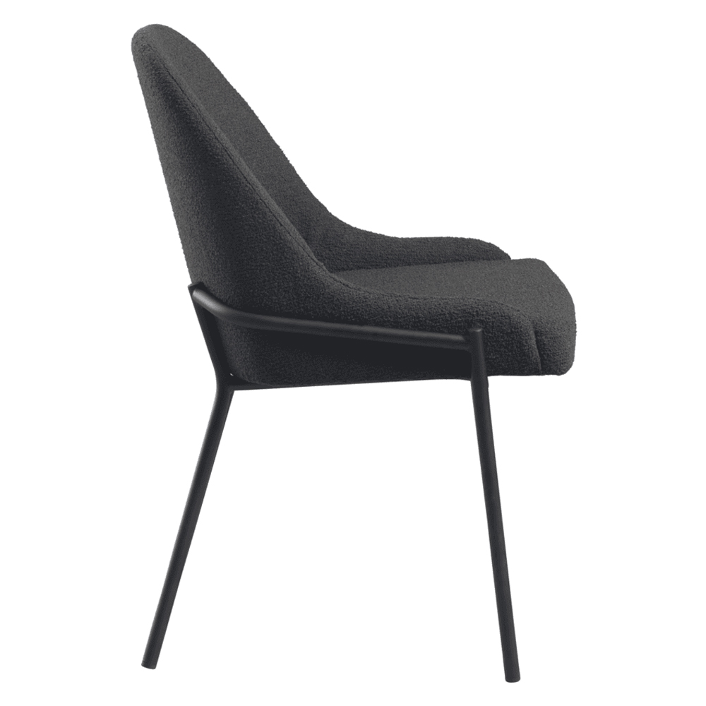 Wayne Dark Grey Fabric Side Dining Chairs In Pair