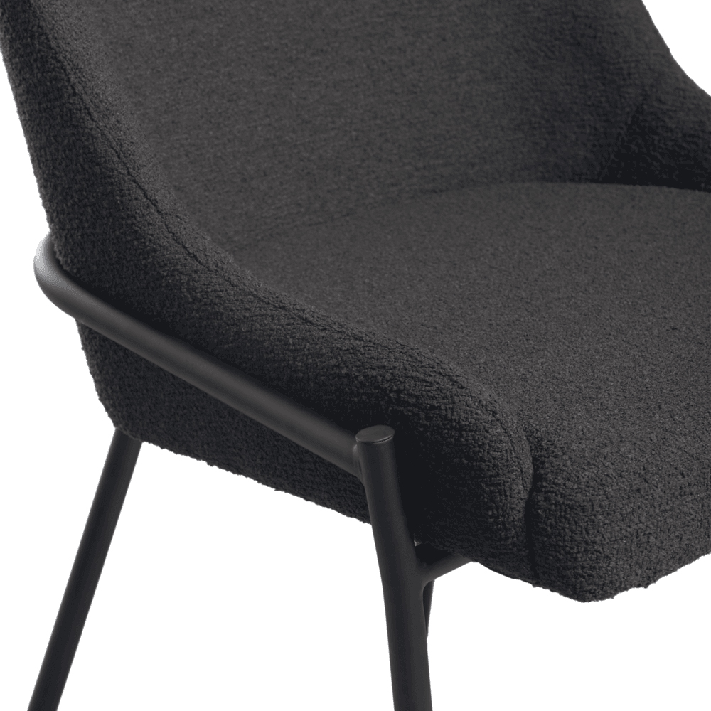 Wayne Dark Grey Fabric Side Dining Chairs In Pair