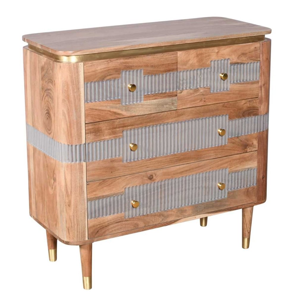 Wayne Wooden Chest Of 4 Drawers In Natural And Grey