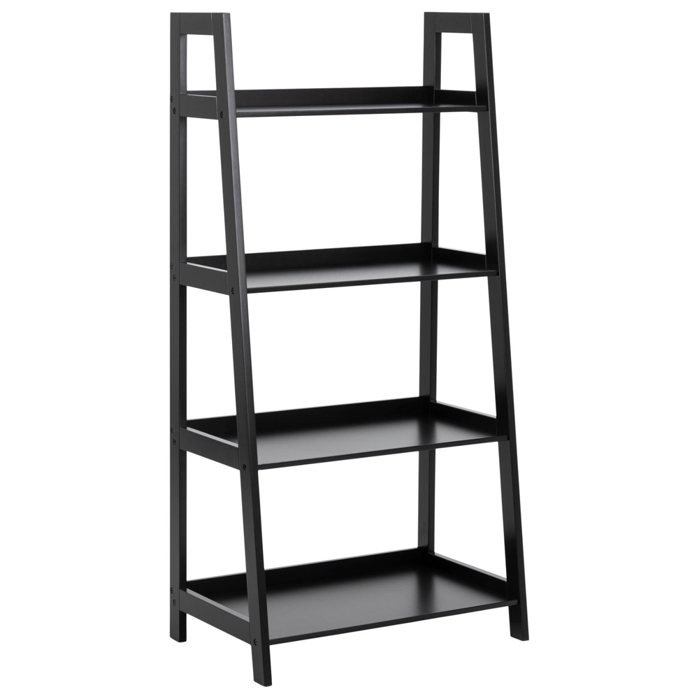 Wayne Wooden Ladder Bookcase With 4 Shelves In Black