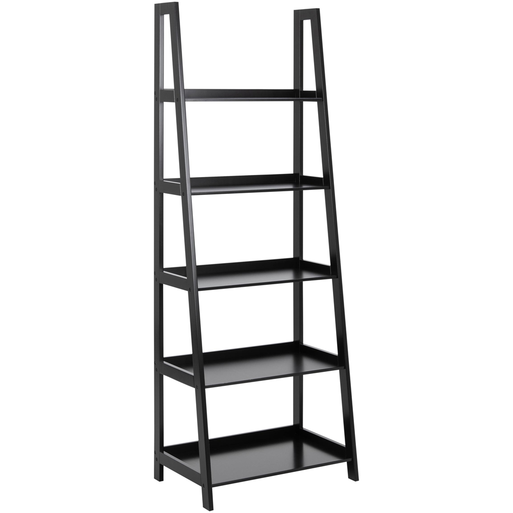 Wayne Wooden Ladder Bookcase With 5 Shelves In Black