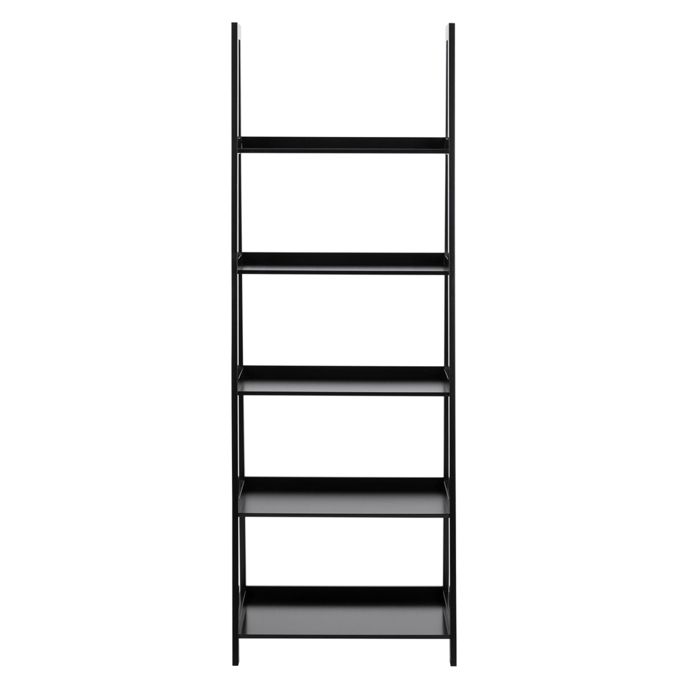Wayne Wooden Ladder Bookcase With 5 Shelves In Black