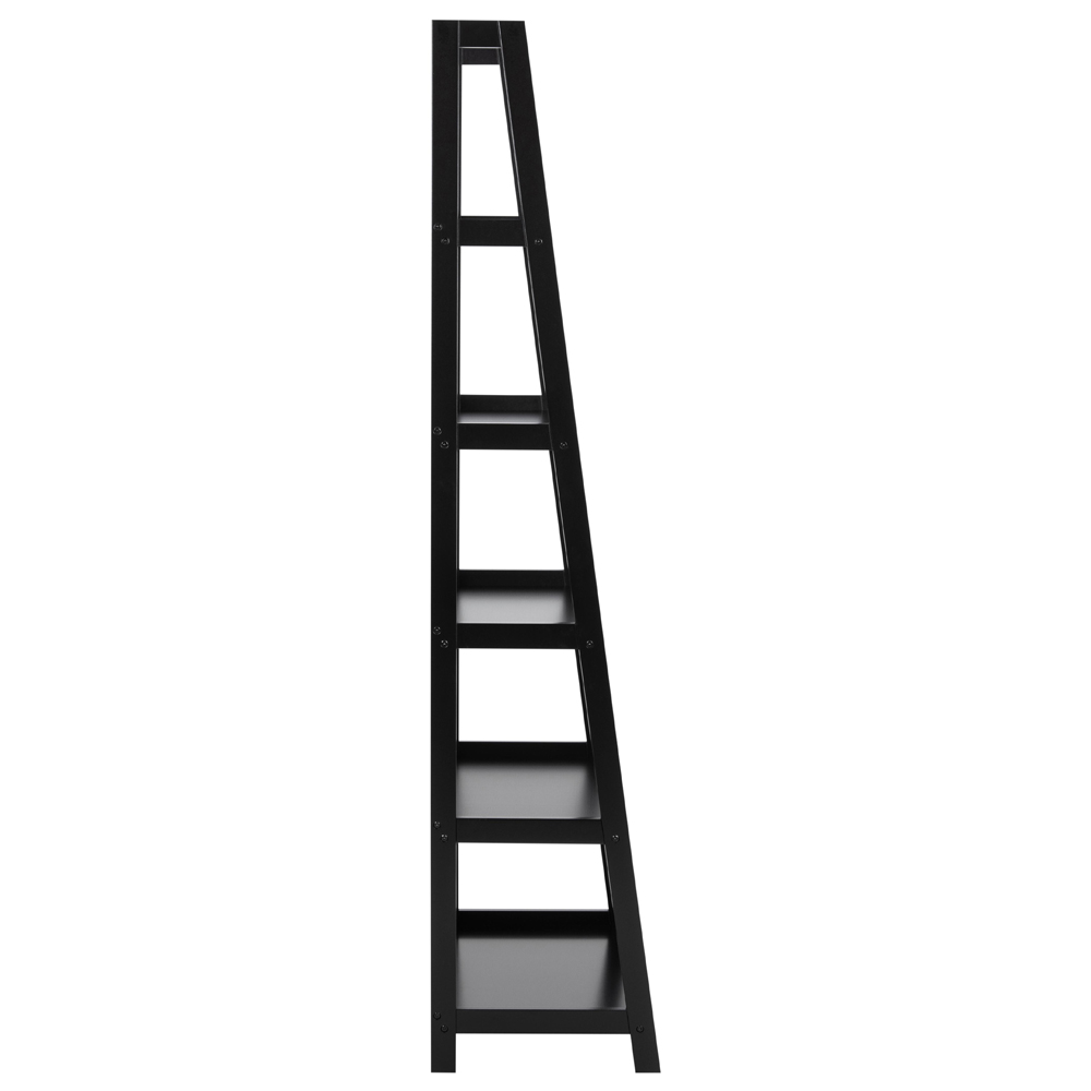 Wayne Wooden Ladder Bookcase With 5 Shelves In Black